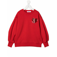 Msgm Kids sequin embellished puff sleeves sweatshirt - Vermelho
