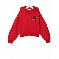 Msgm Kids sequin embellished zipped hoodie - Vermelho