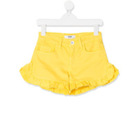 Msgm Kids Short casual com acabamento de babados - Amarelo