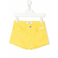 Msgm Kids Short jeans com acabamento desfiado - Amarelo