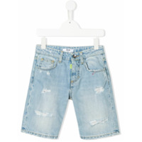 Msgm Kids Short jeans com efeito destroyed - Azul