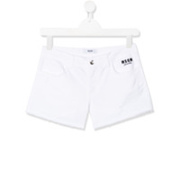 Msgm Kids Short jeans com estampa de logo - Branco