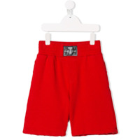 Msgm Kids Shorts de esportivo com logo - Vermelho