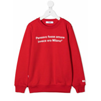 Msgm Kids slogan-print sweatshirt - Vermelho