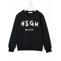 Msgm Kids Suéter com estampa de logo - Azul