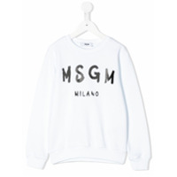 Msgm Kids Suéter com estampa de logo - Branco