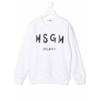 Msgm Kids Suéter com estampa de logo - Branco