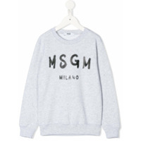 Msgm Kids Suéter com estampa de logo - Cinza