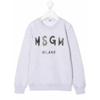 Msgm Kids Suéter com estampa de logo - Cinza