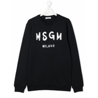 Msgm Kids Suéter com estampa de logo - Preto