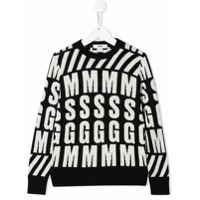 Msgm Kids Suéter de tricô com estampa de logo - Preto