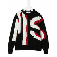 Msgm Kids Suéter de tricô com estampa de logo - Preto