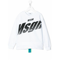 Msgm Kids Suéter mangas longas com estampa de logo - Branco