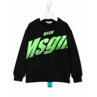 Msgm Kids Suéter mangas longas com estampa de logo - Preto