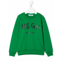 Msgm Kids Suéter mangas longas com estampa de logo - Verde