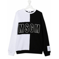 Msgm Kids TEEN colour block logo print sweatshirt - Preto