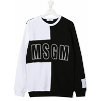 Msgm Kids TEEN colour-block logo sweater - Preto