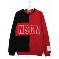 Msgm Kids TEEN colour-block logo sweater - Vermelho