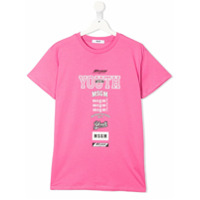 Msgm Kids TEEN graphic-print crew neck T-Shirt - Rosa