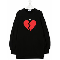 Msgm Kids TEEN logo heart print sweatshirt dress - Preto