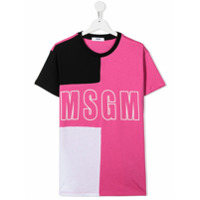 Msgm Kids TEEN logo-print contrast T-shirt - Rosa