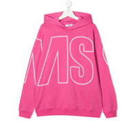 Msgm Kids TEEN logo-print cotton hoodie - Rosa