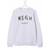Msgm Kids TEEN logo-print cotton sweatshirt - Cinza