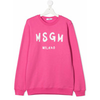 Msgm Kids TEEN logo-print cotton sweatshirt - Rosa