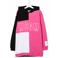 Msgm Kids TEEN panelled logo hoodie dress - Rosa