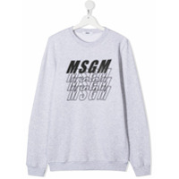 Msgm Kids TEEN repeat logo print sweatshirt - Cinza