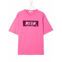 Msgm Kids TEEN sequin embellished crew neck T-Shirt - Rosa