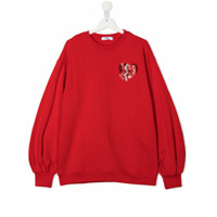 Msgm Kids TEEN sequin embellished puff sleeves sweatshirt - Vermelho