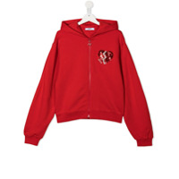 Msgm Kids TEEN sequin embellished zipped hoodie - Vermelho