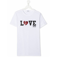 Msgm Kids TEEN sequin heart T-shirt - Branco