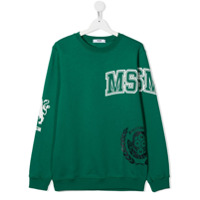 Msgm Kids TEEN varsity-style logo sweatshirt - Verde