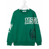 Msgm Kids varsity-style logo sweatshirt - Verde