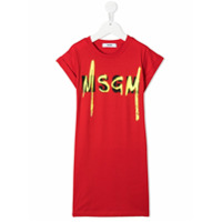 Msgm Kids Vestido com estampa de logo - Vermelho