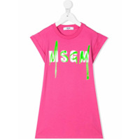 Msgm Kids Vestido reto com estampa de logo - Rosa