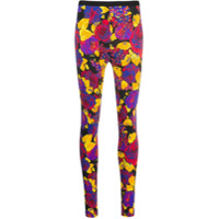 MSGM Legging cintura média com estampa de rosas - Azul