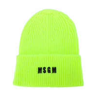 MSGM logo-embroidered ribbed knit beanie - Amarelo