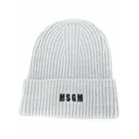 MSGM logo-embroidered ribbed knit beanie - Cinza