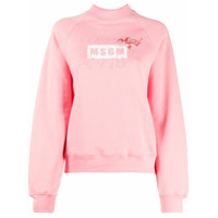 MSGM Moletom de algodão com logo bordado - Rosa