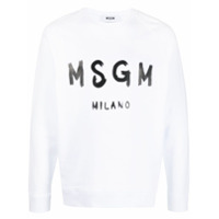 MSGM Moletom mangas raglã com estampa de logo - Branco