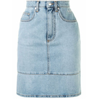 MSGM Saia jeans cintura alta com recortes - Azul