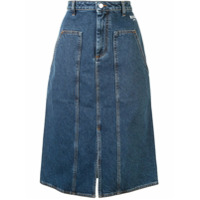 MSGM Saia jeans cintura alta com recortes - Azul