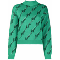 MSGM Suéter de tricô com padronagem de logo - Verde