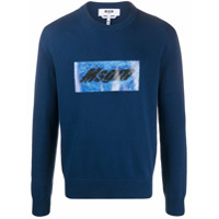 MSGM Suéter decote careca com estampa de logo gráfico - Azul