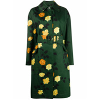 MSGM Trench coat com cinto e estampa de rosas - Verde