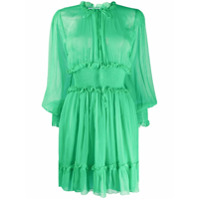 MSGM Vestido mini de chiffon com efeito enrugado - Verde