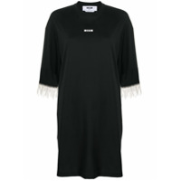 MSGM Vestido reto com cristais e franjas - Preto